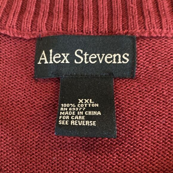 ALEX STEVENS REINDEER UGLY CHRISTMAS Sweater 100% cotton maroon XXL - Picture 3 of 6